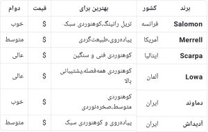بهترین کفش کوهنوردی
